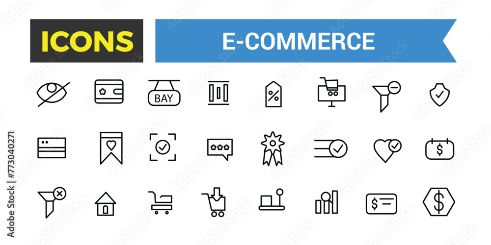 E-Commerce Line Icons, Shopping, Store, Purchase, Marketing, Delivery Icons, Ui Icon Set, Editable Stroke, Vector Illustration E-Commerce Line Icons, Shopping, Store, Purchase, Marketing, Delivery Icons, Ui Icon Set, Editable Stroke, Vector Illustration