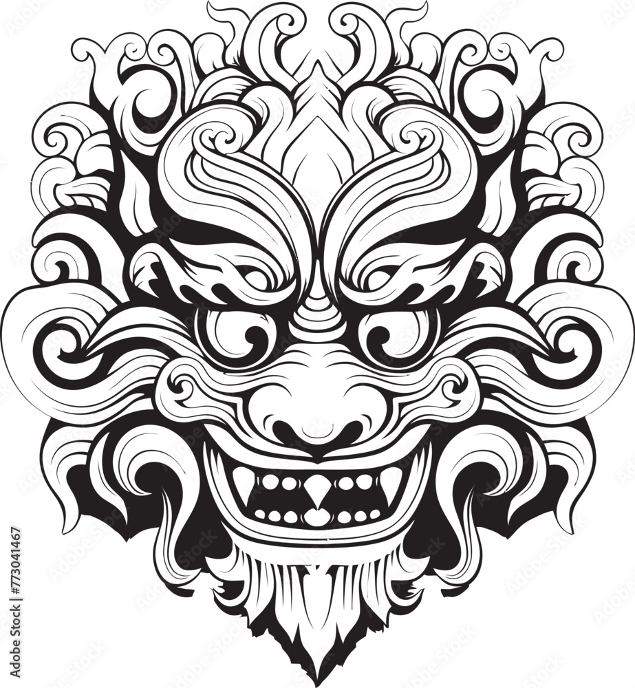 Balinese Borong Harmony Graphic Logo Emblem Traditional Borong Magic Vector Icon Graphics