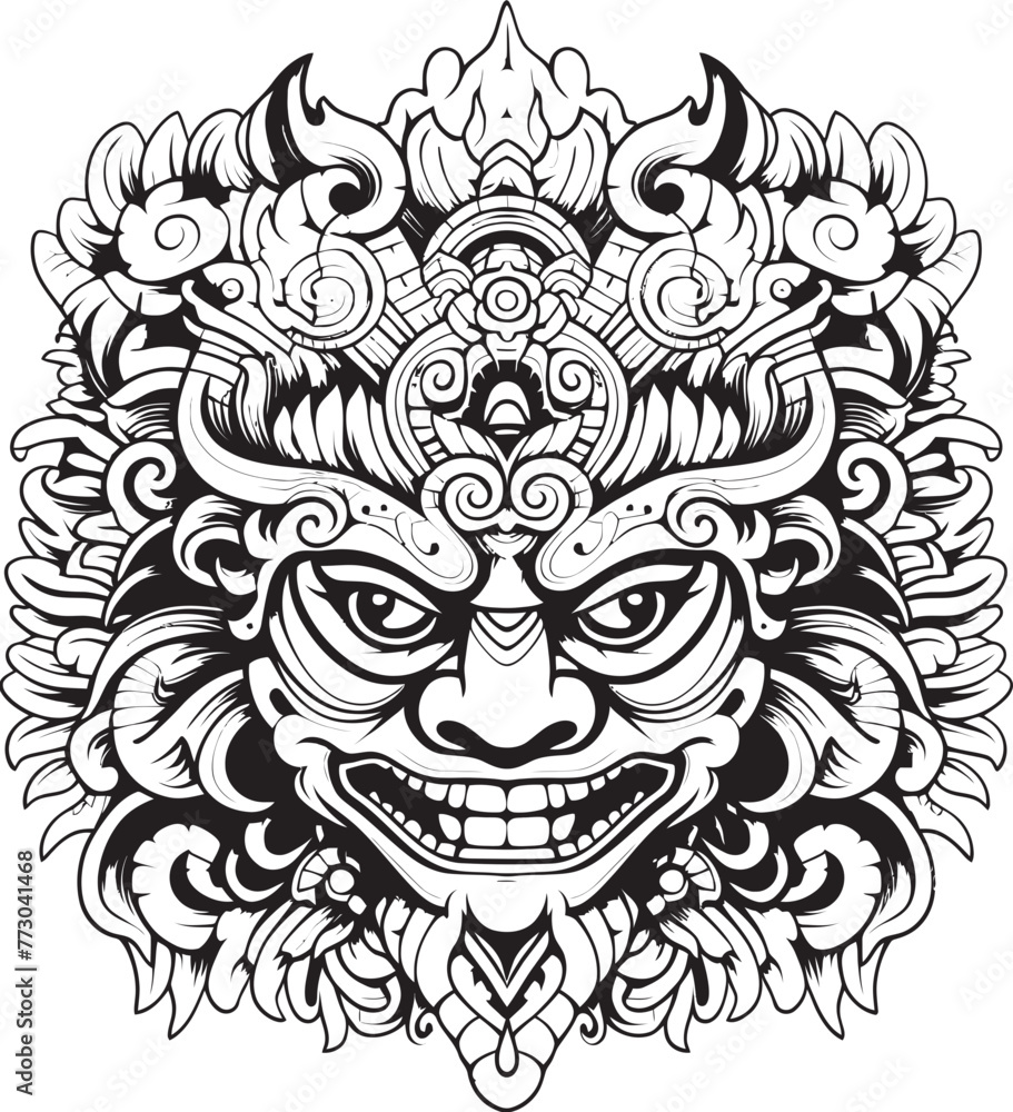 Handcrafted Balinese Borong Vector Artwork Emblem Serene Balinese Borong Iconic Logo Design