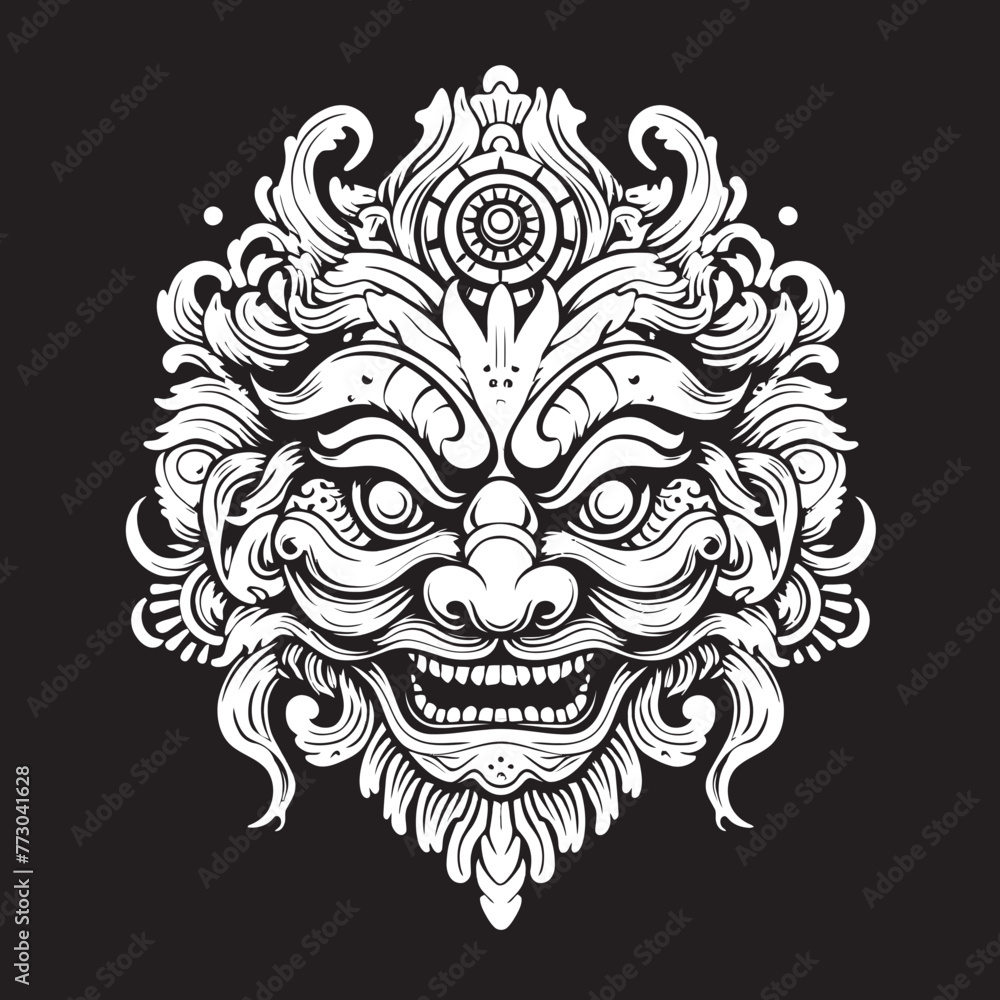 Fototapeta premium Vibrant Balinese Essence Graphic Logo Design Cultural Icon Borong Vector Icon Graphics