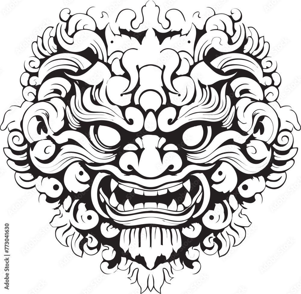 Mystical Borong Magic Iconic Artwork Emblem Vibrant Balinese Essence Graphic Logo Design