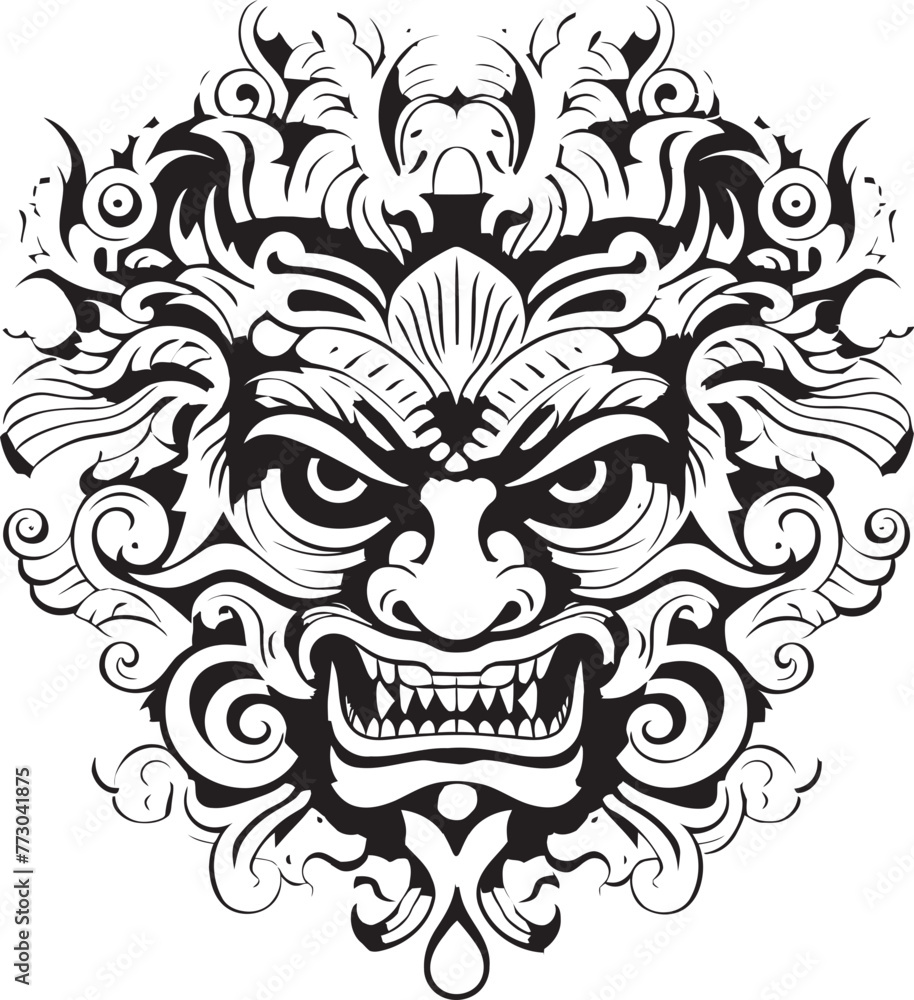 Symbolic Balinese Magic Vector Iconic Design Ancient Borong Splendor Graphic Logo Graphics