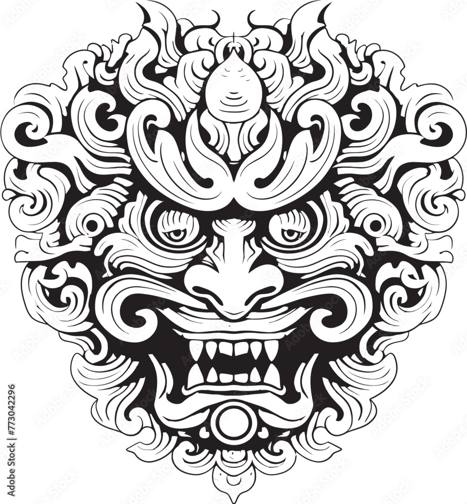 Balinese Borong Fusion Vector Graphics Inspired by Tradition Majestic Borong Artistry Iconic Emblem for Balinese Culture