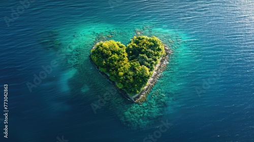 Heart-shaped island. Generative AI