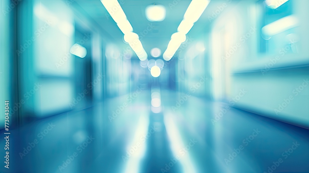 Hospital interior blur. Generative AI