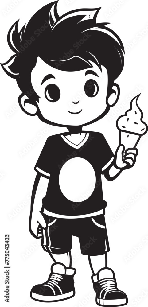 Lickin Legends Cartoon Kid with Ice Cream Logo Sweet Success Vector Logo of a Boy Achieving Ice Cream Joy Lickin Legends Cartoon Kid with Ice Cream Logo Sweet Success Vector Logo of a Boy Achieving Ice Cream Joy