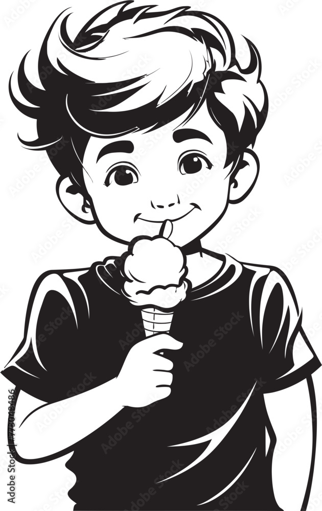 Cone Captivator Cartoon Boy Licking Ice Cream Logo Sweet Swirls Vector Design of a Boy Enjoying Ice Cream Cone Captivator Cartoon Boy Licking Ice Cream Logo Sweet Swirls Vector Design of a Boy Enjoying Ice Cream