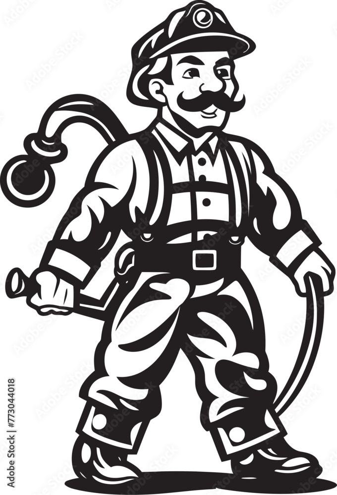 Fireman Fury Cartoon Hero Emblematic Logo Design Blazing Protector Vector Icon of Courageous Fireman Fireman Fury Cartoon Hero Emblematic Logo Design Blazing Protector Vector Icon of Courageous Fireman