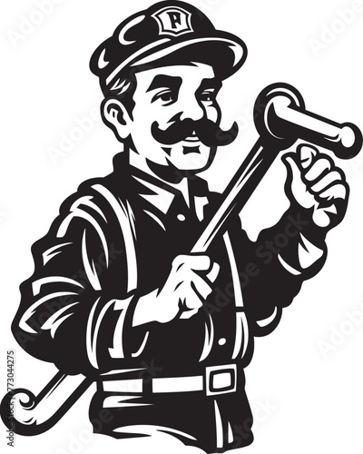 Inferno Enforcer Cartoon Fireman Symbolizing Authority Logo Ember Explorer Vector Logo Illustrating an Adventurous Firefighter