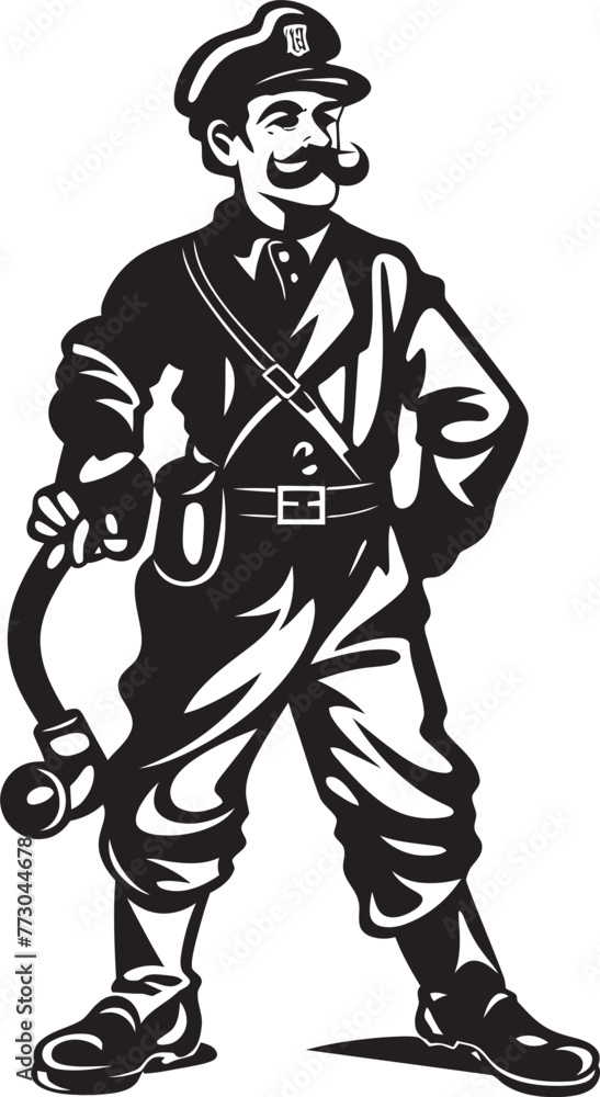 Courageous Captain Cartoon Fireman Leading the Charge Emblem Blazing Protector Vector Logo Design of a Fearless Firefighter Courageous Captain Cartoon Fireman Leading the Charge Emblem Blazing Protector Vector Logo Design of a Fearless Firefighter