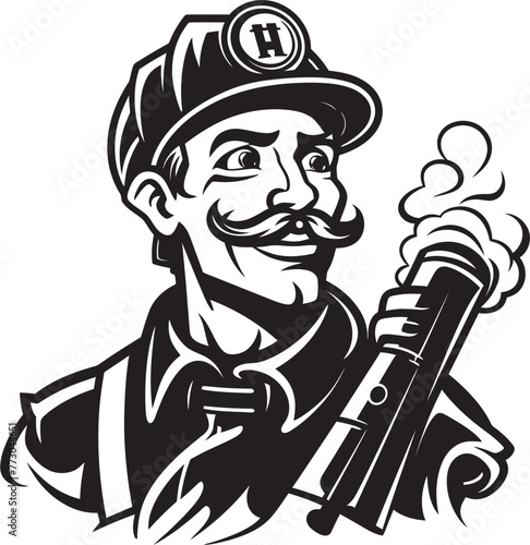 Firefighter Forge Vector Logo of a Skilled Fireman Inferno Enforcer Cartoon Fireman Symbolizing Authority Logo