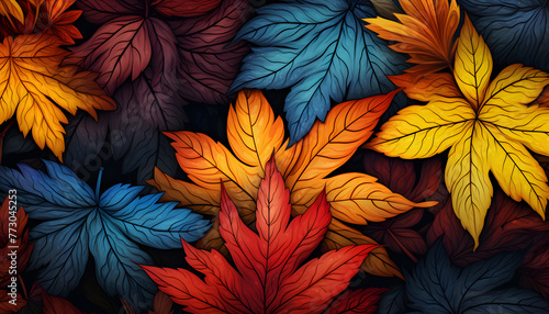 Autumns Chromatic Symphony: A Kaleidoscope of Vibrant Leaves © Nadtochiy