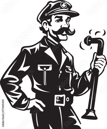 Firefighter Forge Vector Logo of a Skilled Fireman Inferno Enforcer Cartoon Fireman Symbolizing Authority Logo