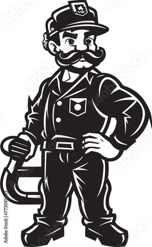 Wallpaper Mural Inferno Innovator Cartoon Fireman Emblem of Progress Logo Ember Expedition Vector Logo Design of an Adventurous Firefighter Torontodigital.ca