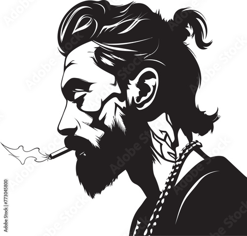 Smokin Swagger Cartoon Guy with Smoking Vector Logo Puffin Personality Vibrant Vector Logo of a Smoking Dude