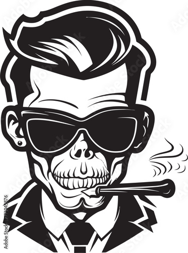Stylish Stogie Cartoon Guy with Cigar Puffing Emblem Dapper Drew Vector Logo of a Suave Smoking Character