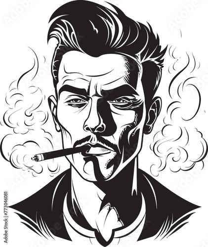 Foto Cloud Cruiser Cartoon Guy with Smoking Emblem Graphic Smokin Steve Vibrant Vecto