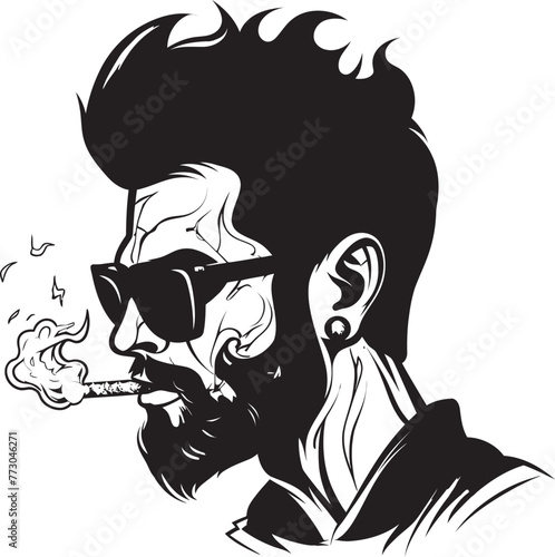 Dapper Drew Vector Logo of a Suave Smoking Character Cool Cloud Cartoon Guy with Smoking Graphic Design