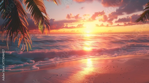 Sunset Serenade A Pink and Orange Palm Tree Paradise Generative AI