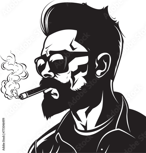 Stylish Stogie Cartoon Guy with Cigar Puffing Emblem Smoking Joe Cartoon Guy with a Smoky Flair Vector Logo