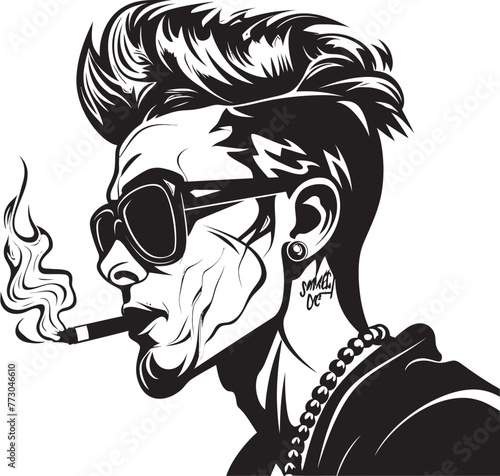 Smoke Signal Vibrant Vector Logo of a Smoking Character Smokin Style Cartoon Guy with a Signature Smoke