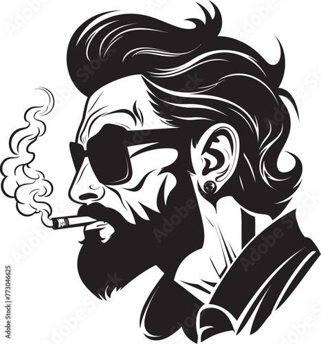 Stylish Stogie Cartoon Guy Enjoying a Cigar Icon Dapper Drew Suave Character with a Smoking Touch Vector Logo