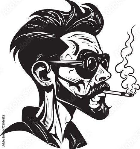 Dapper Drew Suave Character with a Smoking Touch Vector Logo Cool Cloud Cartoon Guy with Smoky Flair