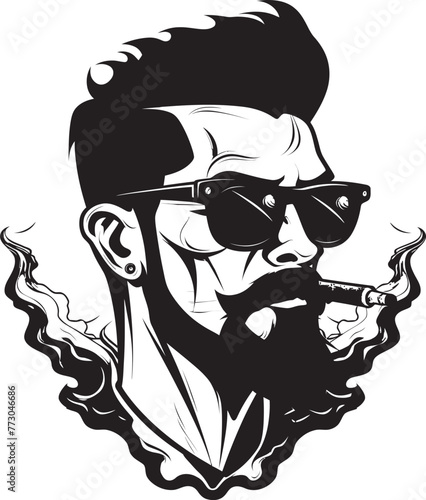 Slick Smoke Trendy Guy with Smoky Appeal Vector Logo Stylish Stogie Cartoon Guy with a Cigar in Style