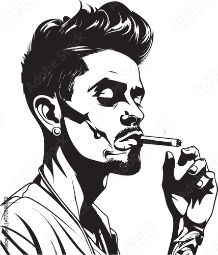 Casual Charm Vector Logo of a Relaxed Guy with a Smoke Smokin Swagger Cartoon Guy with Smoking Vector Logo