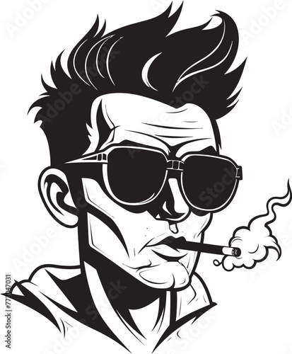 Smokin Swagger Cartoon Guy with Smoking Vector Logo Puffin Personality Vibrant Vector Logo of a Smoking Dude