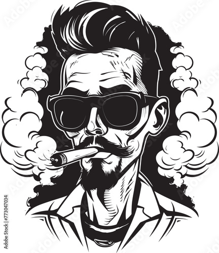 Casual Charm Vector Logo of a Relaxed Guy with a Smoke Smokin Swagger Cartoon Guy with Smoking Vector Logo