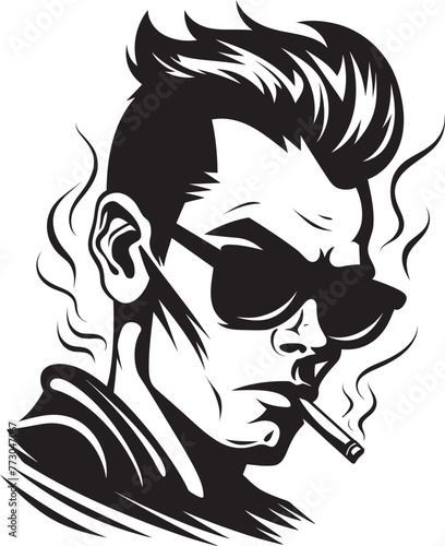 Casual Charm Vector Logo of a Relaxed Guy with a Smoke Smokin Swagger Cartoon Guy with Smoking Vector Logo