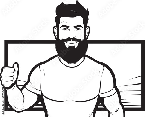 Signage Samson Cartoon Man with Sign Graphic Design Banner Buddy Vector Logo of a Friendly Guy Holding a Sign