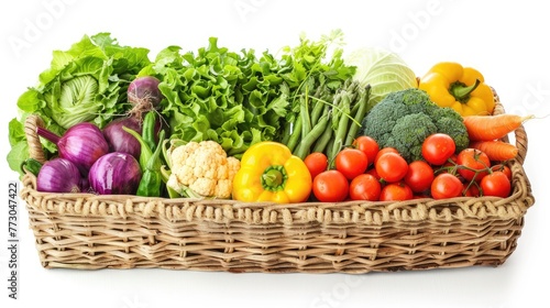 Raw vegetables in basket. Generative AI