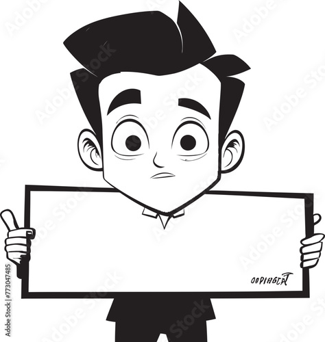 Signage Samson Cartoon Man with Sign Graphic Design Banner Buddy Vector Logo of a Friendly Guy Holding a Sign