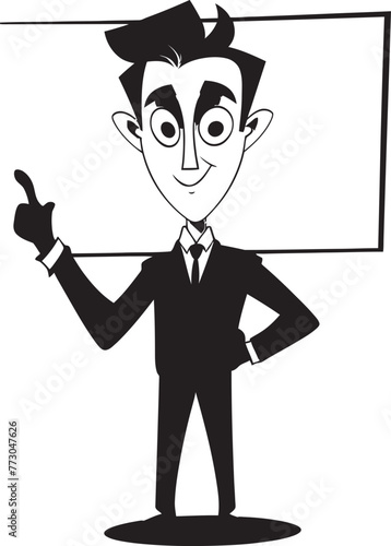 Signage Samson Cartoon Man with Sign Graphic Design Banner Buddy Vector Logo of a Friendly Guy Holding a Sign