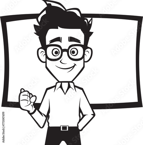 Banner Buddy Vector Logo of a Friendly Sign Holder Signage Samson Cheerful Cartoon Man Holding Sign