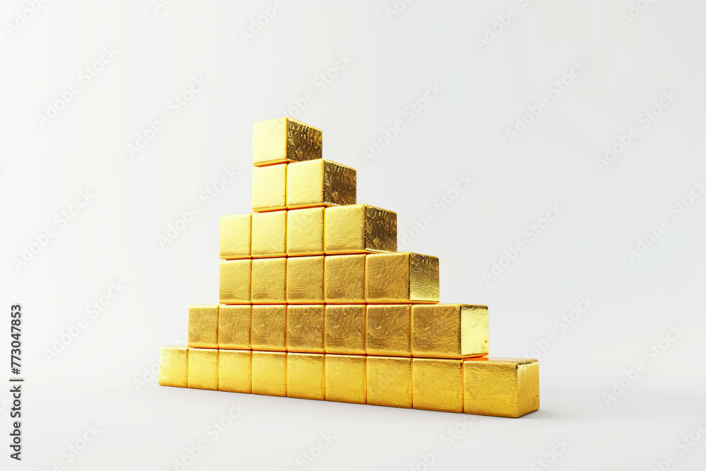 Gold bars are stacked on top of each other. A concept for graph monetization and economic trends in which the economy, stock prices, corporate performance, profits, etc. grow and develop.