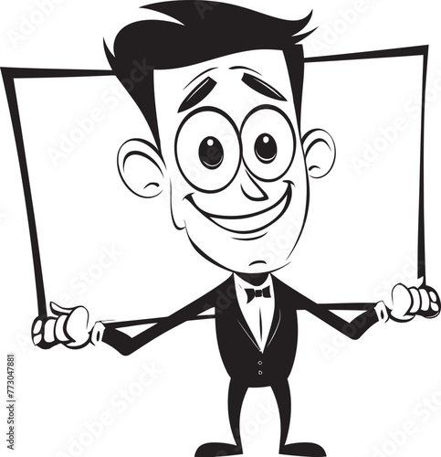 Signage Samson Cheerful Cartoon Man Holding Sign Boardbrandish Buddy Vibrant Character Displaying Sign Icon