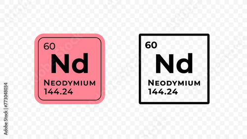 Neodymium, chemical element of the periodic table vector design