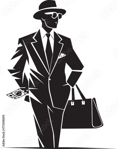 Cash Captain Cartoon Rich Person Holding a Money Bag Icon Fortune Fiona Vector Logo of a Wealthy Individual with Money Bag