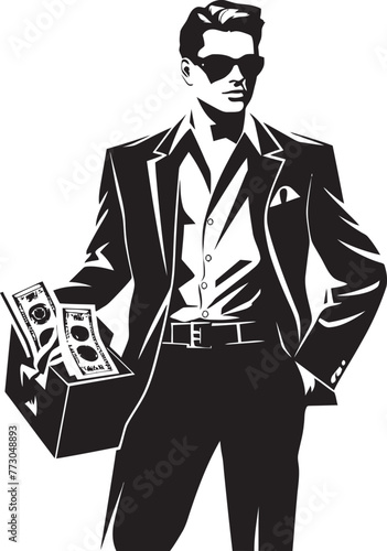 Prosperity Percy Vector Logo of a Moneybag Toting Character Dollar Dave Cartoon Rich Person Holding a Money Bag Graphic Design