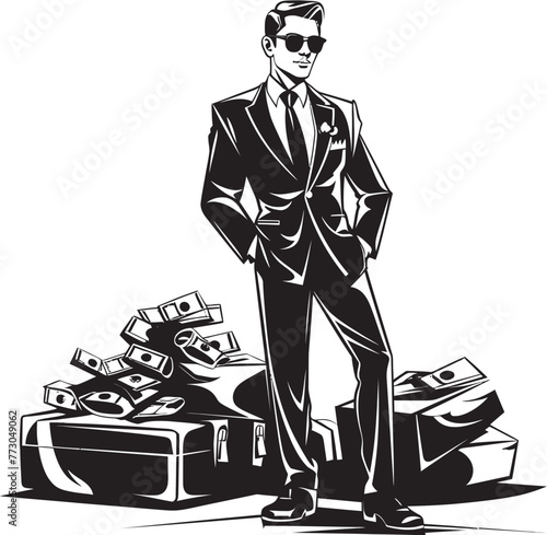 Moneybags Max Cartoon Rich Person with Money Bag Vector Logo Wealthy Walter Vibrant Vector Logo of a Money Holding Character
