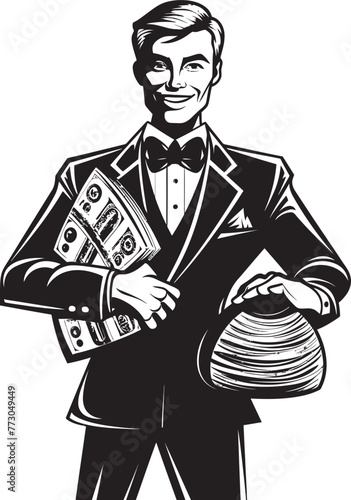 Moneybags Max Cartoon Rich Person with Money Bag Vector Logo Wealthy Walter Vibrant Vector Logo of a Money Holding Character