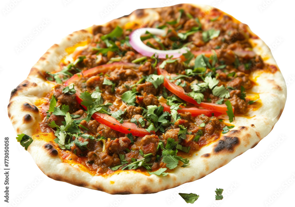 Flavorful Keema Naan On Transparent Background.