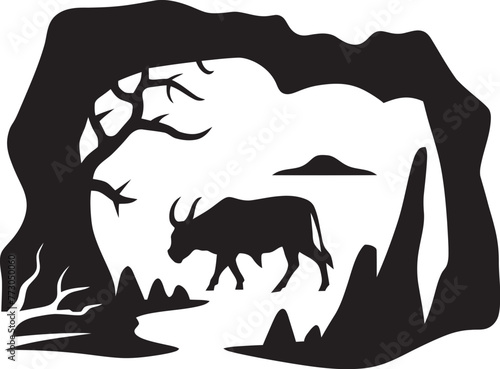 Neolithic Narratives Vector Logo Inspired by Ancient Artistry Dawn of Creativity Cave Art Symbolic Logo Design