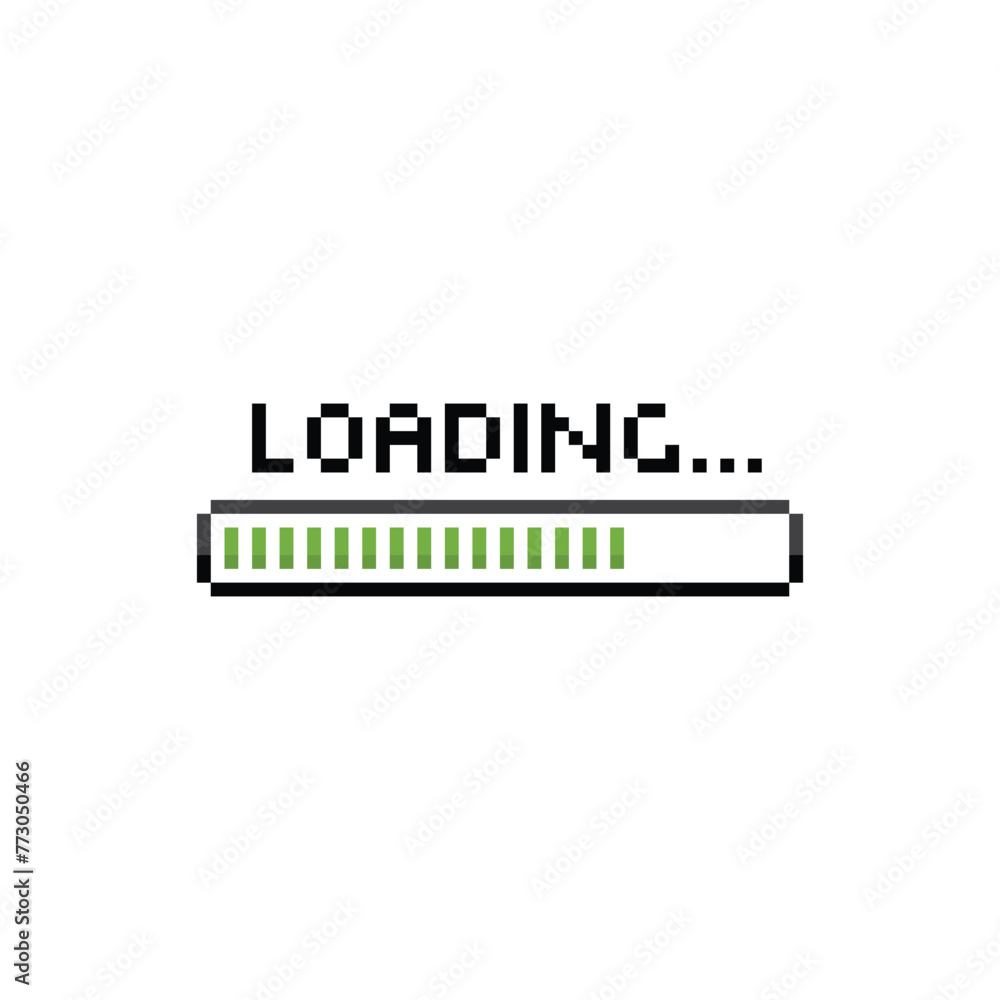 loading 8 bit icon vector Pixel art loading bar for game 
