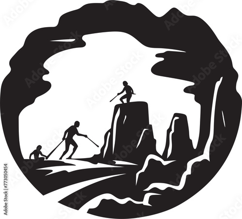 Neolithic Expressions Primitive Graphic Emblem Paleolithic Patterns Vector Logo of Prehistoric Art