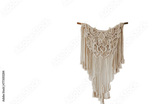 Macrame Wall Hanging On Transparent Background.