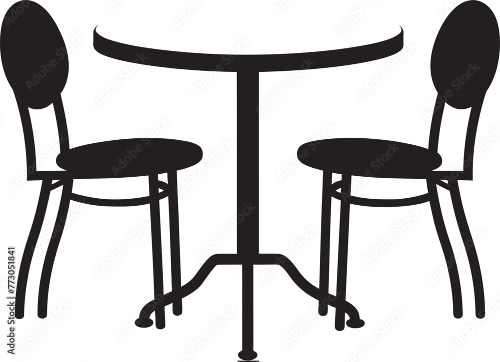 Mocha Marvel Chic Coffee Set Iconic Graphic Cappuccino Comfort Vector Logo of Coffee Table and Chair Arrangement